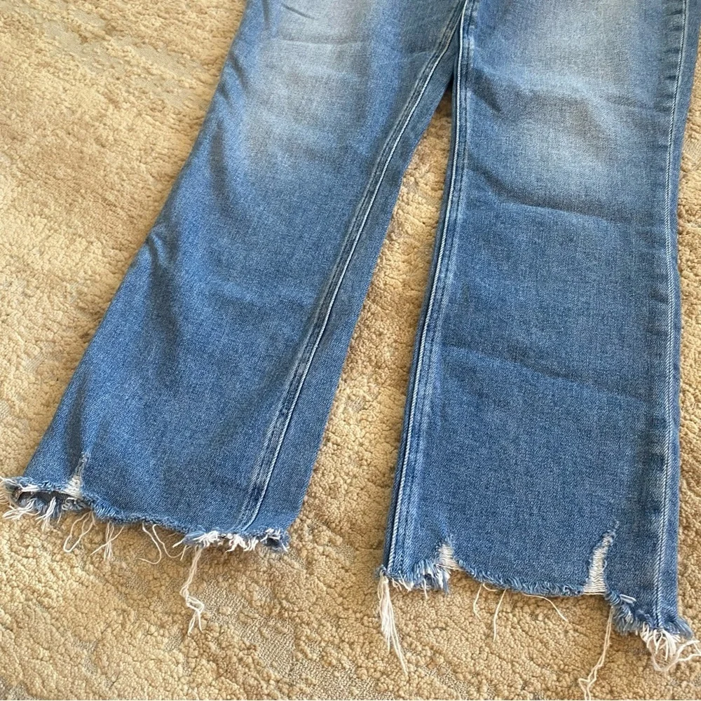 Paige Cindy Destroyed Hem Mel Blue Jeans Straight Wide Leg Distressed: 30